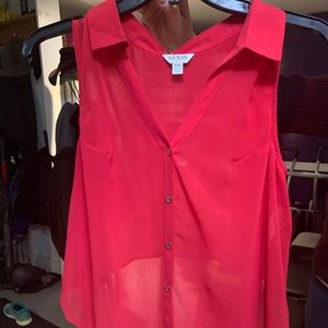 Red guess high low blouse